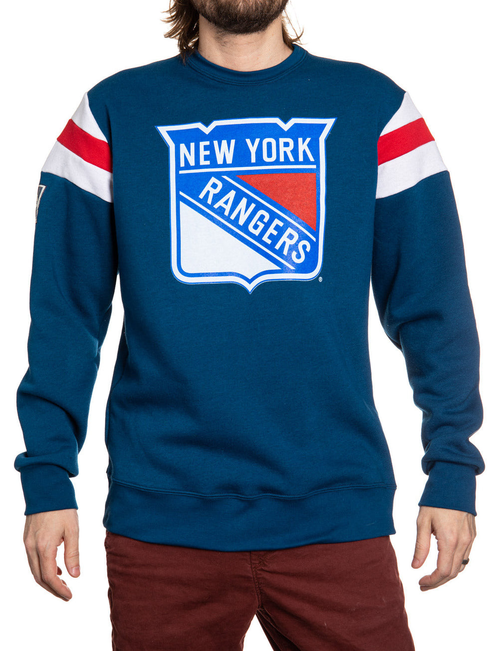 Sweat-shirt ras du cou de style universitaire rétro des Rangers de New York