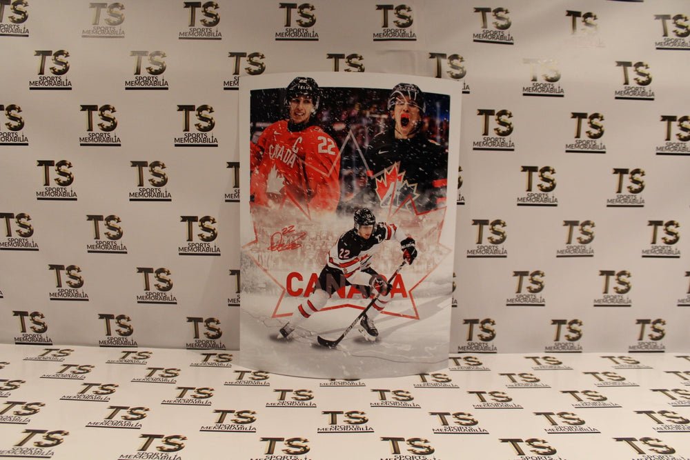 Dylan Cozens Photo 16x20 - Œuvre d'art autographiée Équipe Canada Championnat du monde junior