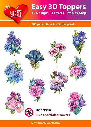 Hearty Crafts Toppers 3D Faciles - Fleurs Bleues et Violettes