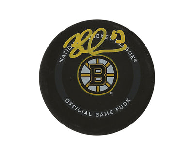 Palet de match officiel des Bruins de Boston autographié par Brad Marchand