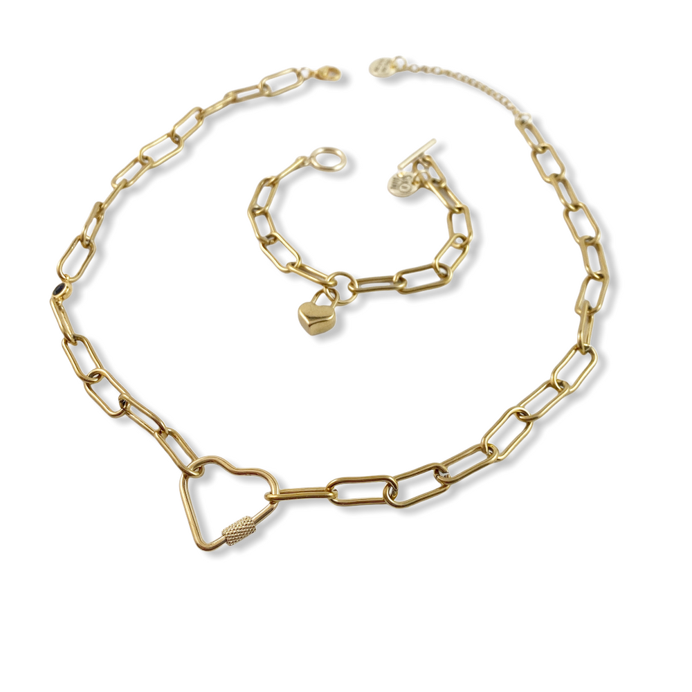 Ensemble Cœur et Cadenas en Or
