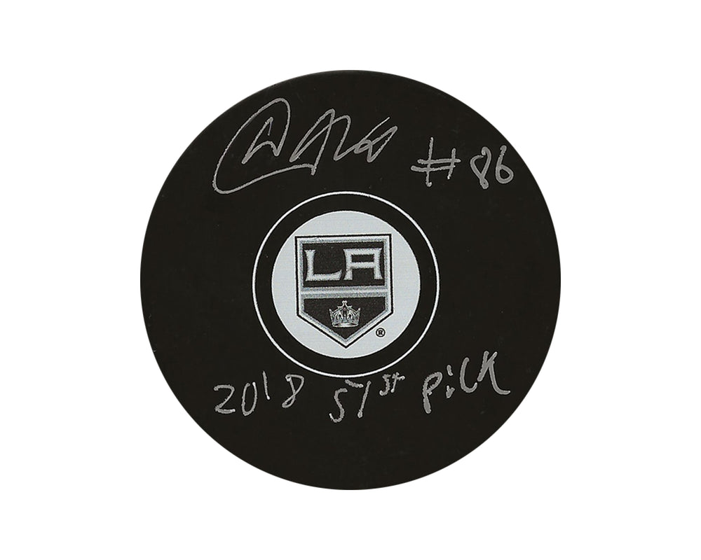 Palet de hockey Akil Thomas autographié Los Angeles Kings, modèle autographié, avec l'inscription « 2018 51st Pick »