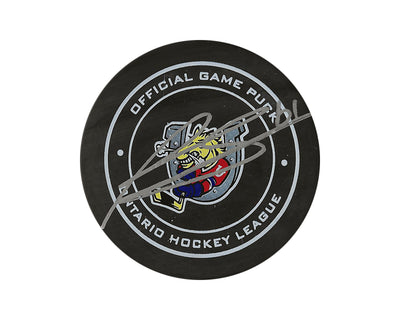 Palet de match officiel des Barrie Colts, autographié par Ryan Suzuki