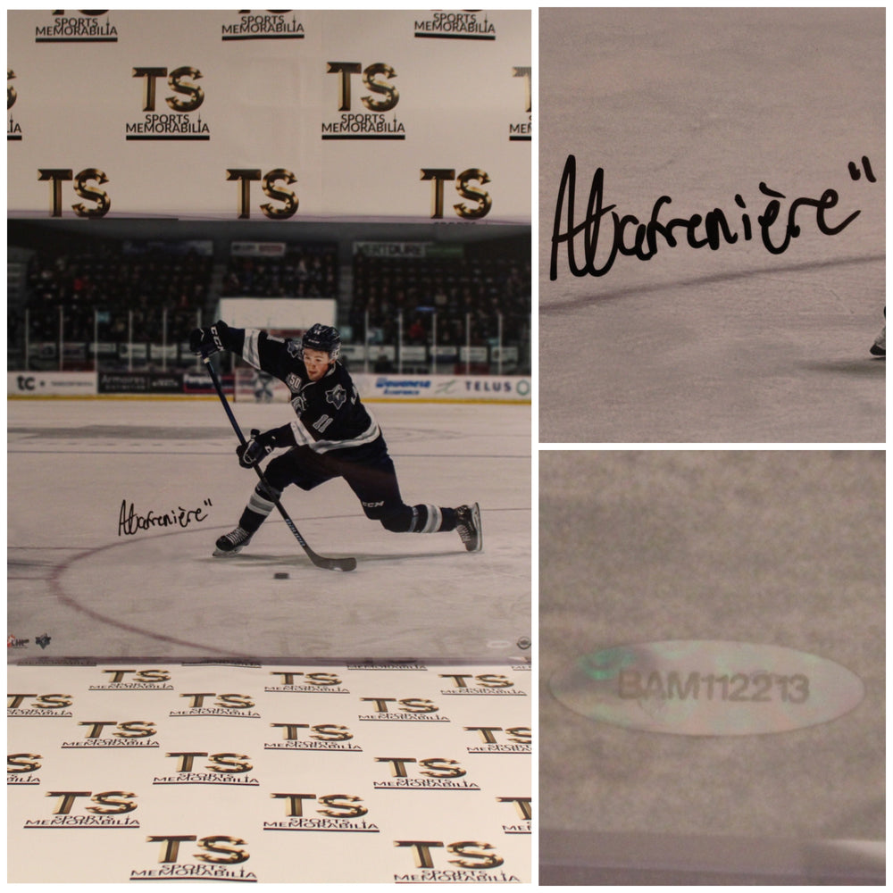 Alexis Lafrenière Autographed Rimouski Océanic Shooting 16x20 Photo