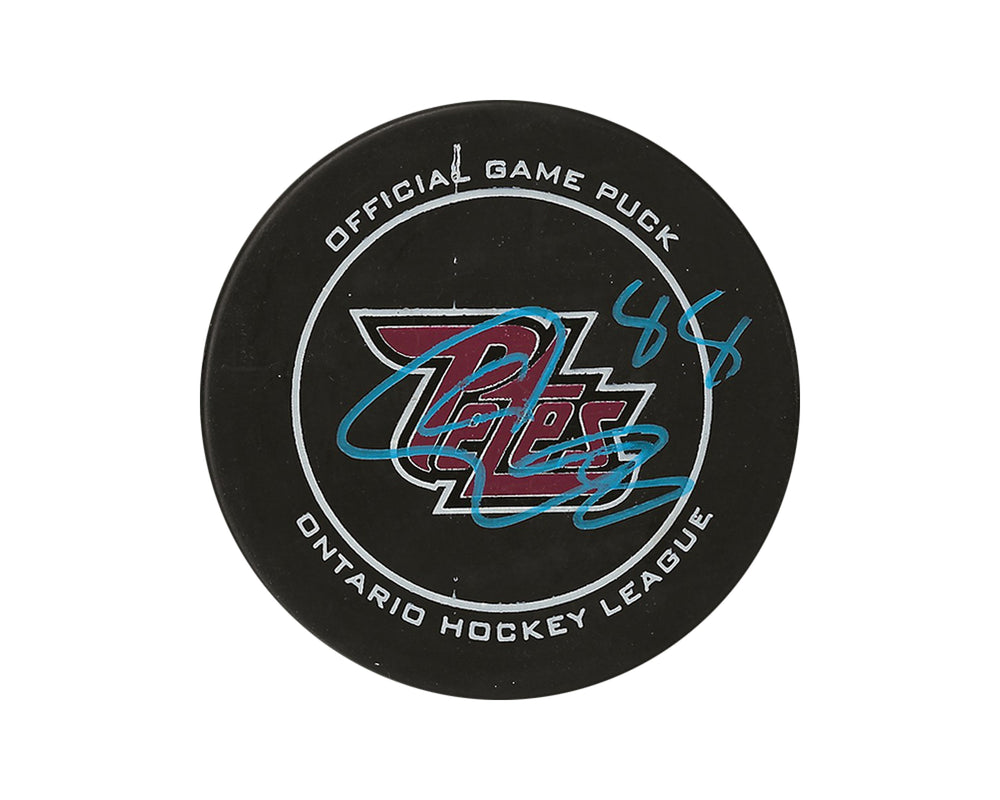 Palet de match officiel des Peterborough Petes autographié par Akil Thomas