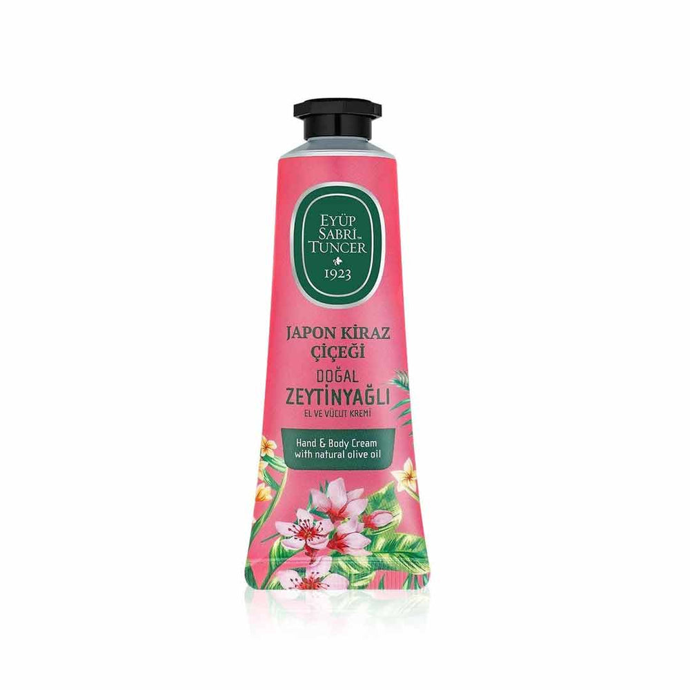 Crème mains et corps à l'huile d'olive et fleur de cerisier japonais – 50 ml | Hydratation soyeuse et fraîcheur florale