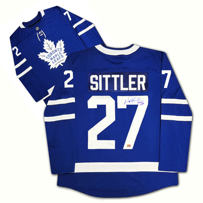 MAILLOT BLEU AUTOGRAPHÉ DES MAPLE LEAFS DE TORONTO PAR DARRYL SITTLER – OBJET DE COLLECTION SOUVENIR DE HOCKEY LNH SIGNÉ (TAILLE L OU XL)