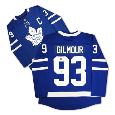 MAILLOT BLEU DES MAPLE LEAFS DE TORONTO AUTOGRAPHIÉ PAR DOUG GILMOUR – OBJET DE COLLECTION SOUVENIR DE HOCKEY LNH SIGNÉ (TAILLE L OU XL)