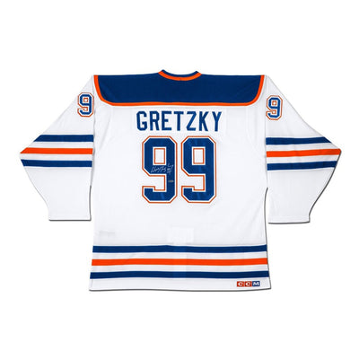 WAYNE GRETZKY AUTOGRAPHED EDMONTON OILERS WHITE JERSEY – UDA COA – THE GREAT ONE SIGNED NHL HOCKEY COLLECTIBLE (SIZE L OR XL)