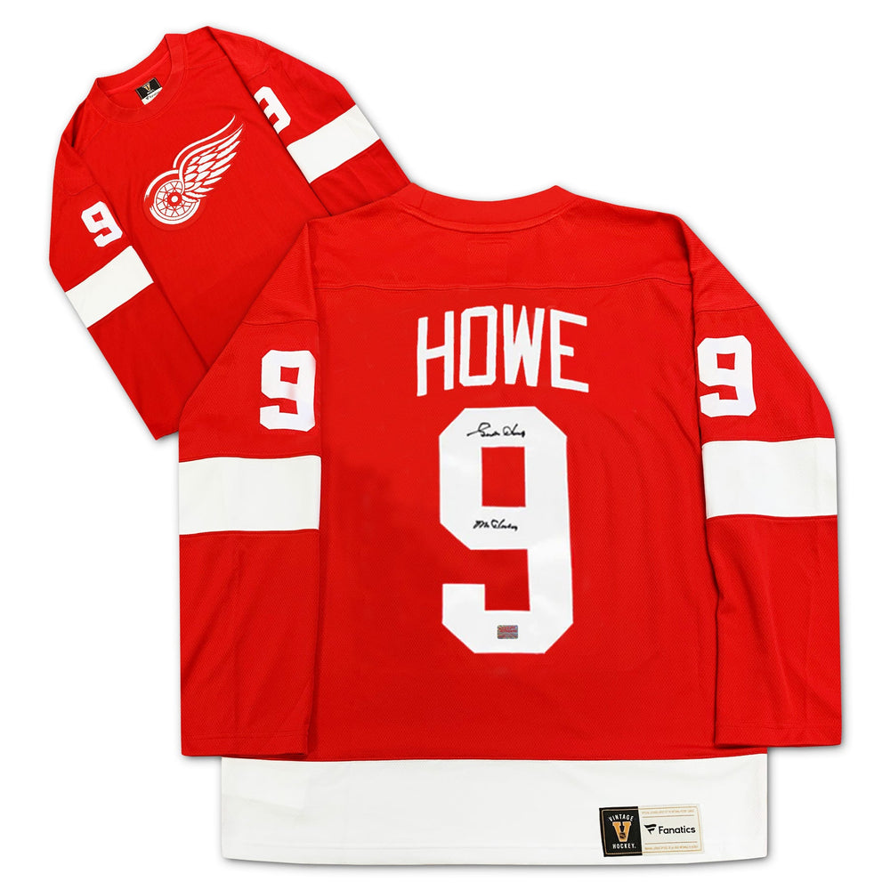 MAILLOT ROUGE DES RED WINGS DE DETROIT AUTOGRAPHIÉ PAR GORDIE HOWE – OBJET DE COLLECTION SOUVENIR DE HOCKEY LNH SIGNÉ (TAILLE L OU XL)