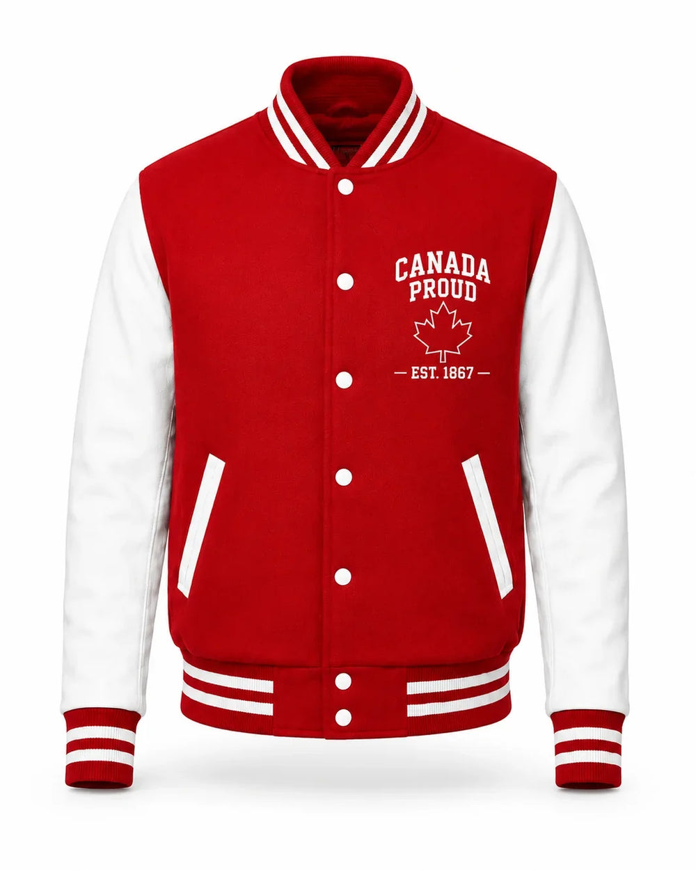 Veston style collégien en cuir et melton Canada Proud pour adultes - ZDJK382CP