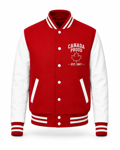Veston style collégien en cuir et melton Canada Proud pour adultes - ZDJK382CP