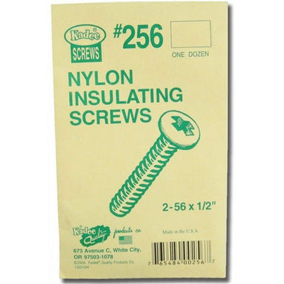 Kadee #256 Vis en nylon isolées 2-56 1/2" 1,27 cm Paq de 12