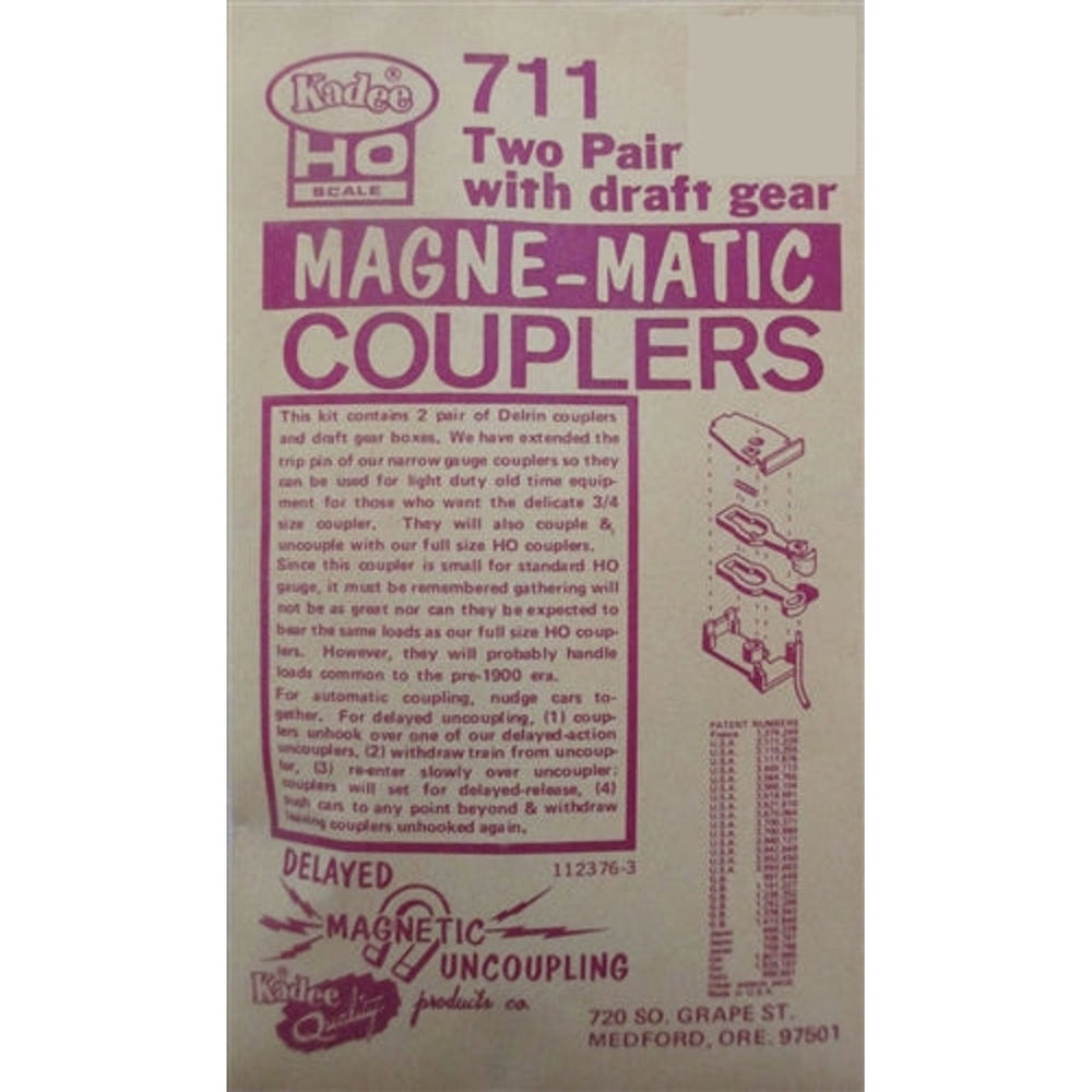 Kadee #711 HO #711 Vieux Modèle/Usage Léger Attelage en Plastique Noir 2 Paires