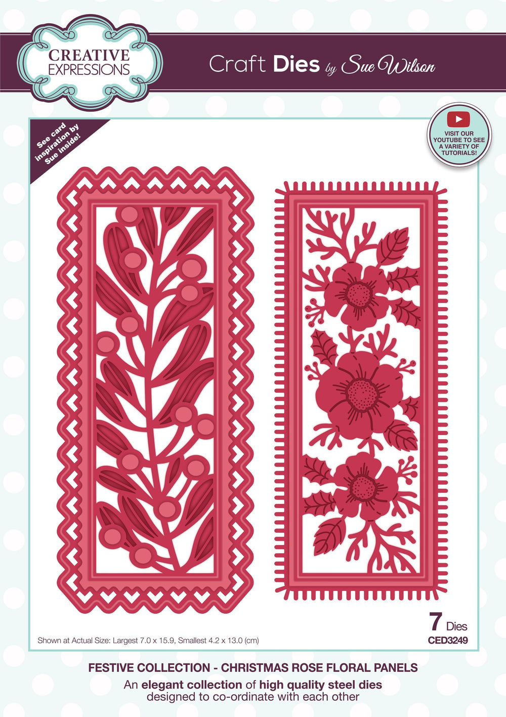 Creative Expressions Sue Wilson Festive Christmas Rose Floral Panels Craft Die — Ecstasy Crafts