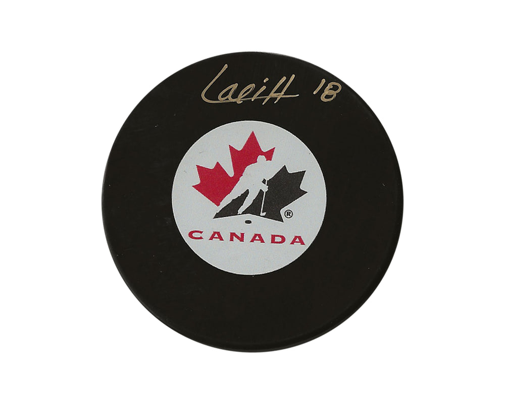 Palet de hockey autographe Hendrix Lapierre, modèle signé Équipe Canada