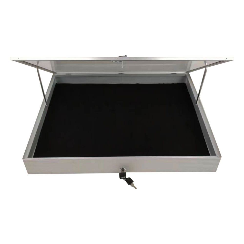 Vitrine verrouillable EVORETRO 36 x 24 x 4" argentée – Vitrine sécurisée pour objets de collection