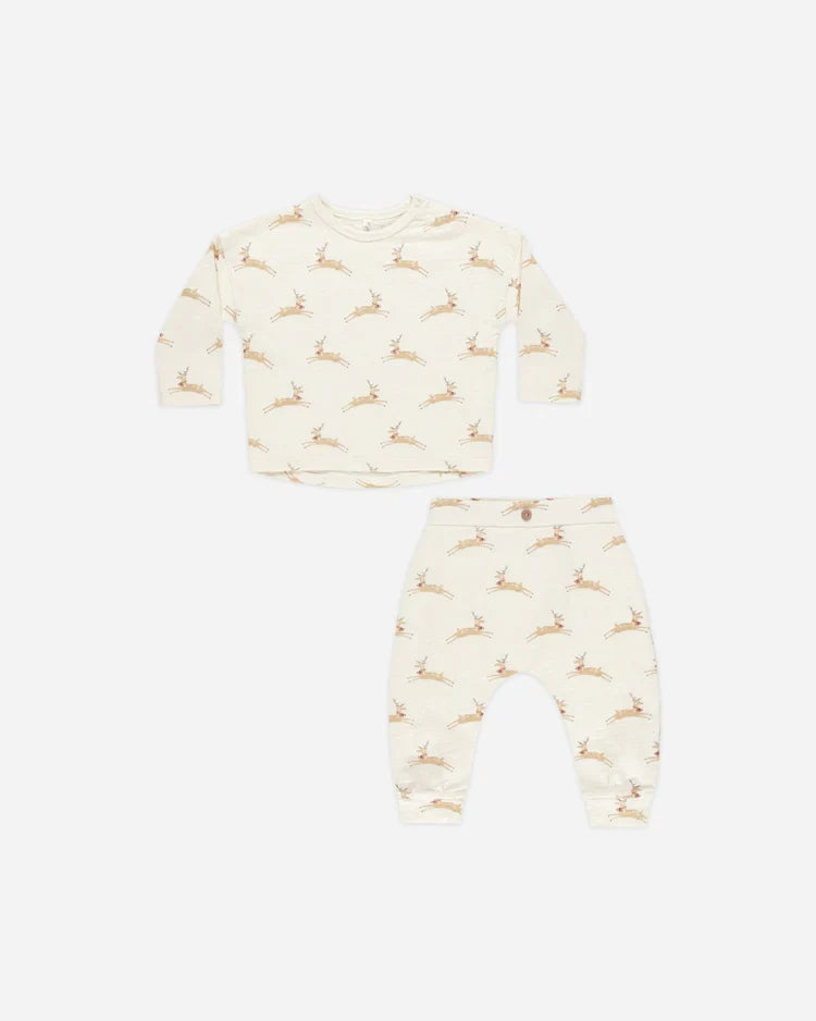 Ensemble t-shirt à manches longues + pantalon | Cerf | Rylee & Cru
