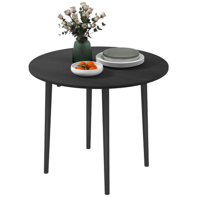Merrill Round Drop-Leaf/Folding Dining Table for Small Spaces-Black