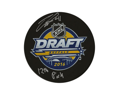 Michael McLeod Palet de repêchage LNH 2016 autographié, avec l'inscription « 12th Pick »
