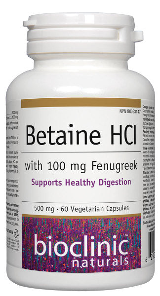 Betaine HCl with 100 mg Fenugreek — Unytii - Suppléments et Produits Naturels