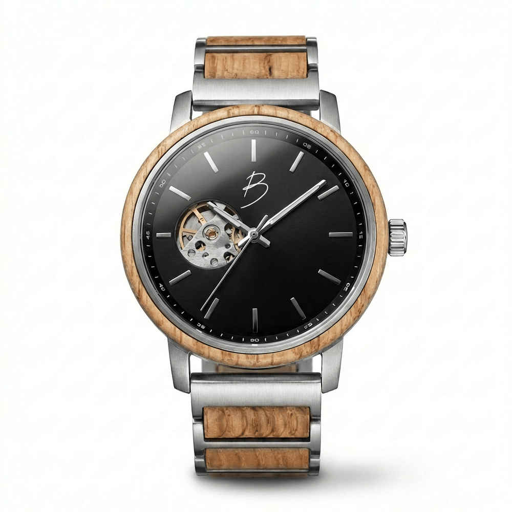 Montre Bürgi en bois de baril de whisky recyclé