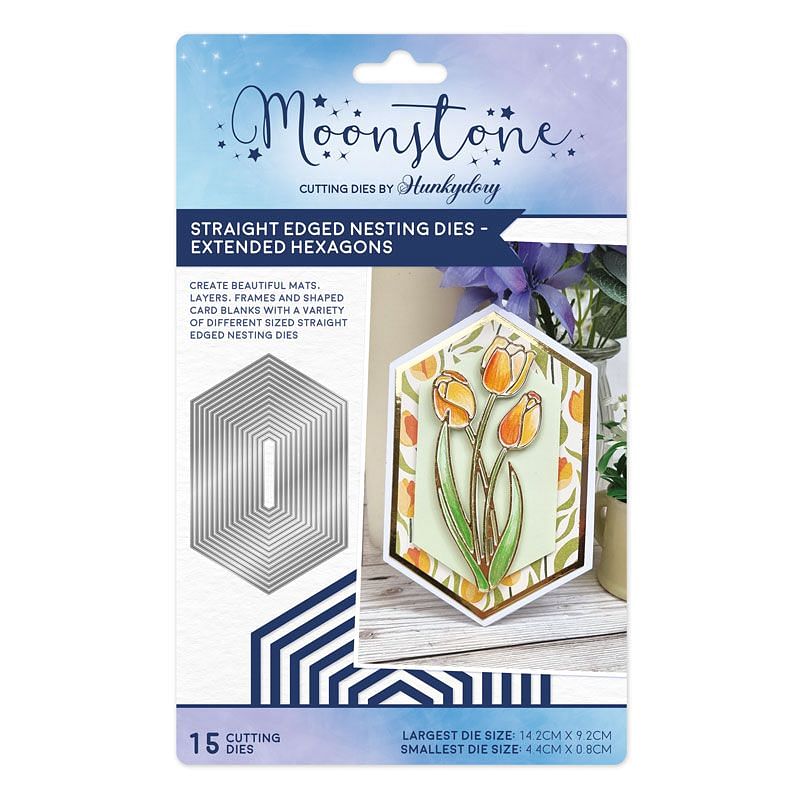 Moonstone Dies - Straight Edged Nesting Dies - Extended Hexagons — Ecstasy Crafts