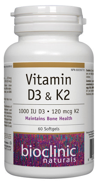 Vitamine D3 et K2 · 1000 UI D3 · 120 mcg K2