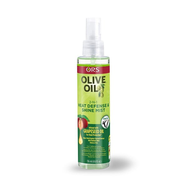 ORS Huile d'olive à l'huile de pépins de raisin Brume Scintillante et Protectrice de Chaleur 2-EN-1, 136 ml
