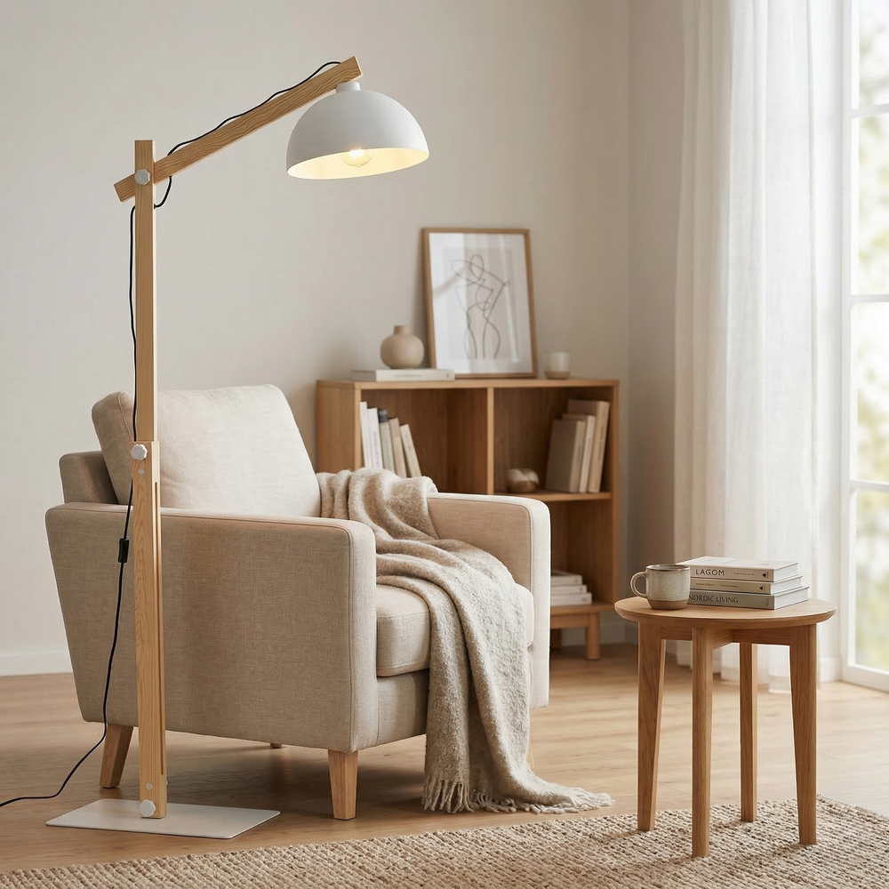 OSLO White Scandinavian Floor Lamp for Living Room & Office (Clearance)