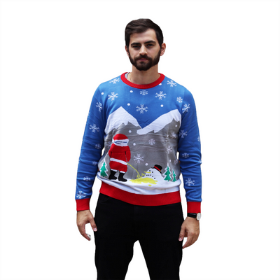 Pull de Noël « Père Noël urinant sur un bonhomme de neige en train de fondre »