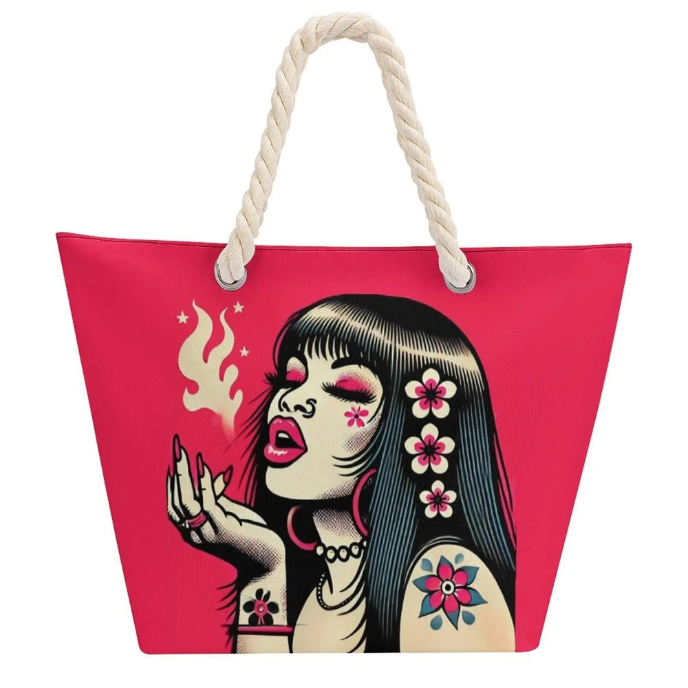 Sac fourre-tout en corde de chanvre Pink Diesel