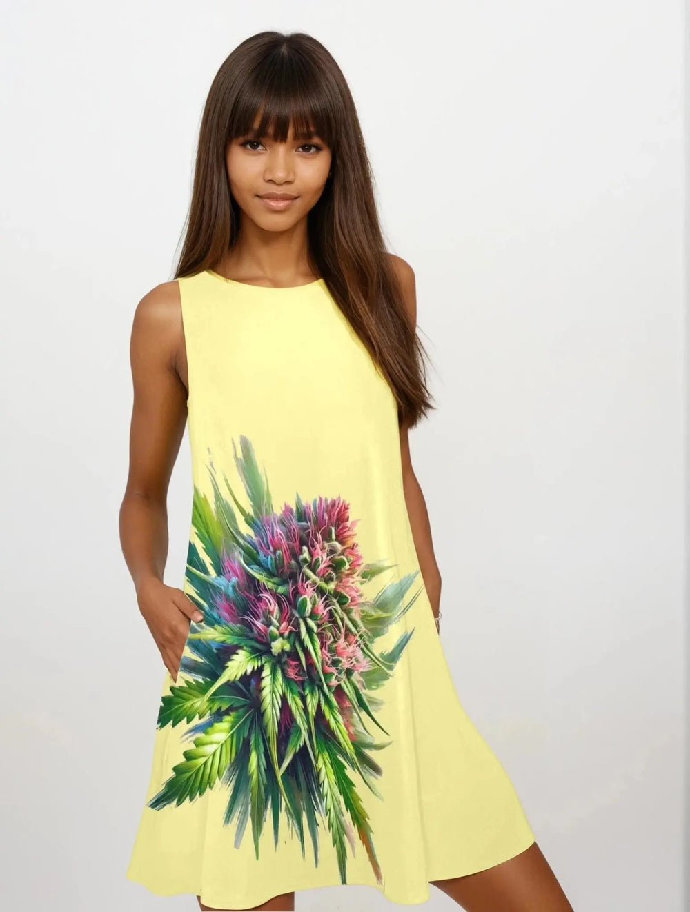 Robe trapèze sans manches Pink Kush avec poches