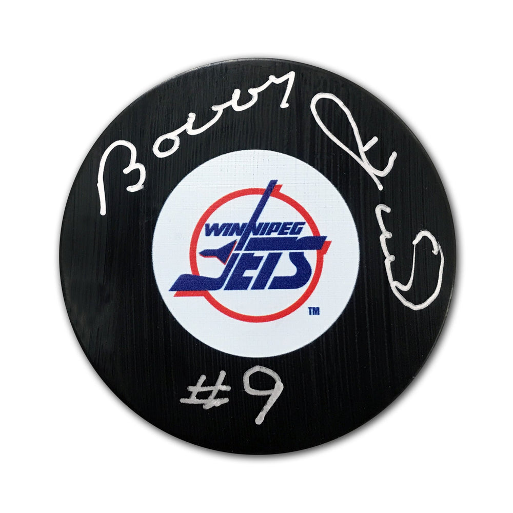 BOBBY HULL SIGNED WINNIPEG JETS PUCK – AUTOGRAPHED NHL COLLECTIBLE WITH #9 INSCRIPTION