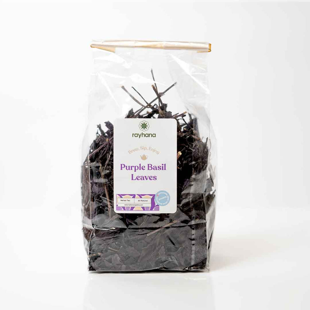 Feuilles de basilic pourpre séchées