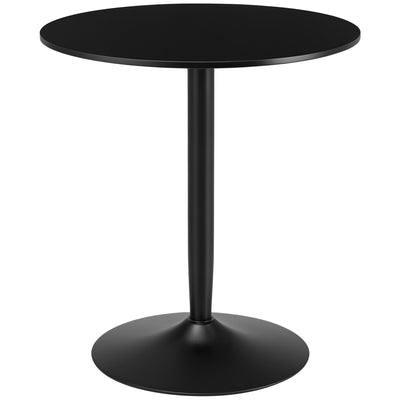 Jan Modern Round Dining Table with Steel Base for Small Spaces-Black