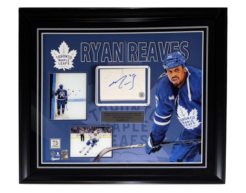 Morceau de bande de hockey encadré des Maple Leafs de Toronto, autographié par Ryan Reaves, édition limitée à 5 exemplaires