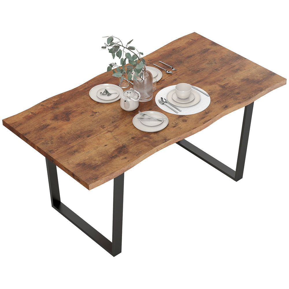 Ashton 63" Dining Table with Wave-edged Tabletop and Steel Legs-Rustic Brown