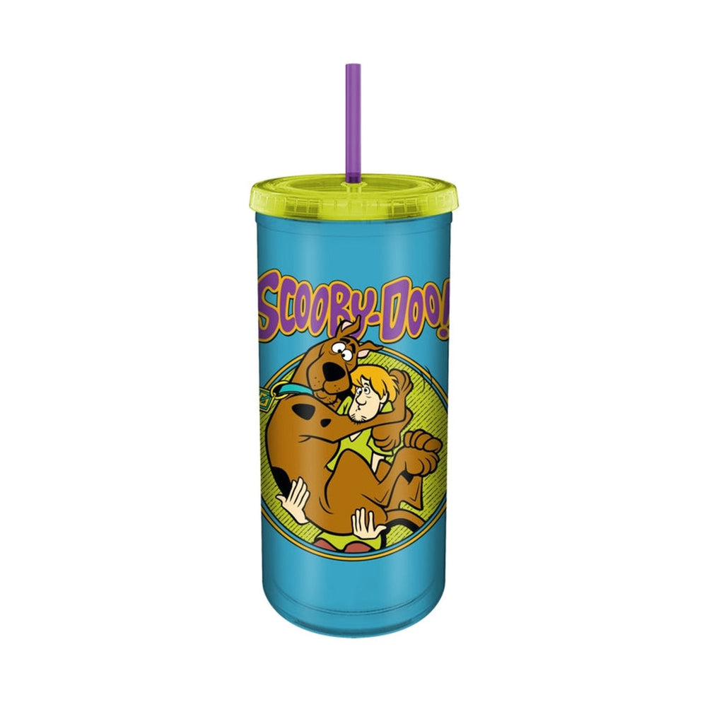 Tasse haute Scooby-Doo Scared Shaggy de 20 oz en plastique avec couvercle et paille