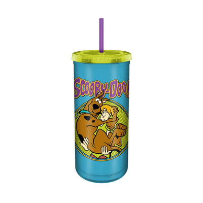 Tasse haute Scooby-Doo Scared Shaggy de 20 oz en plastique avec couvercle et paille