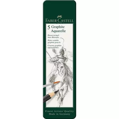 Faber-Castell - Graphite Aquarelle Water Soluble Pencil - Tin of 5