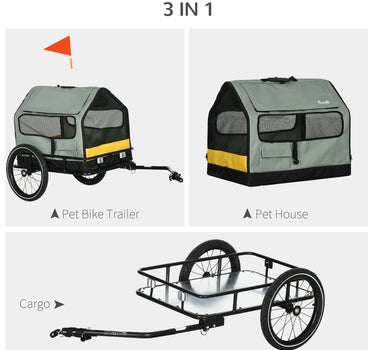 Aosom 3 in 1 Dog Bike Trailer, Pet Cargo, Pet Bed with Safety Leash, Hitch, Quick-Release Wheels, Cushion for Small Dogs