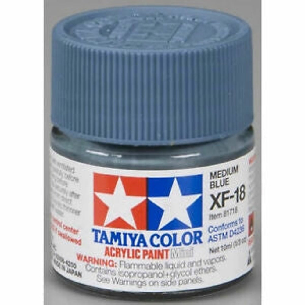 Tamiya Acrylique XF-18 Bleu Moyen Mat Bouteille 10 ml (1/3 oz)