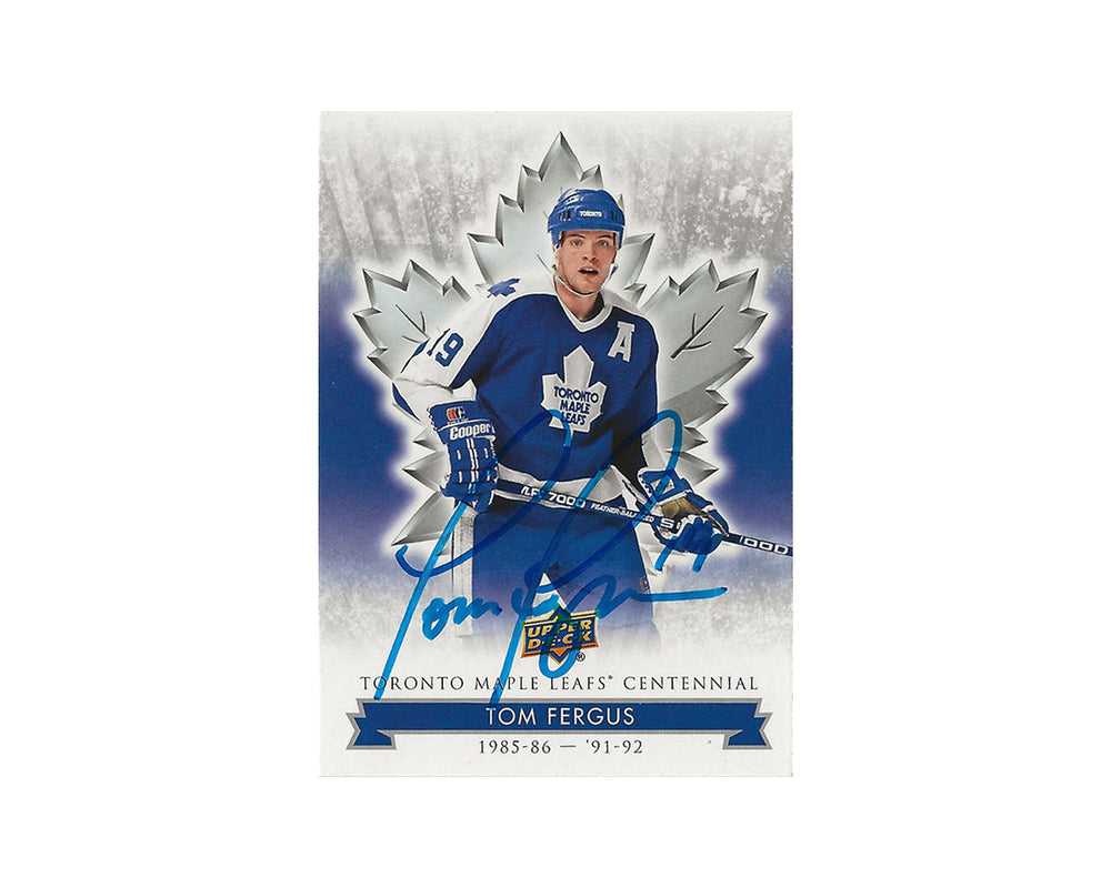 Carte de hockey Tom Fergus dédicacée 2017 Upper Deck Toronto Maple Leafs Centennial #75
