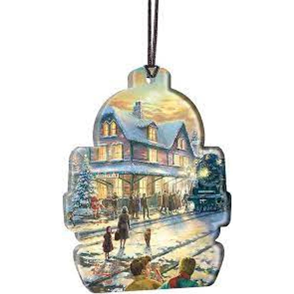 Thomas Kinkade Lionel-All Aboard for Christmas Acrylic Ornament