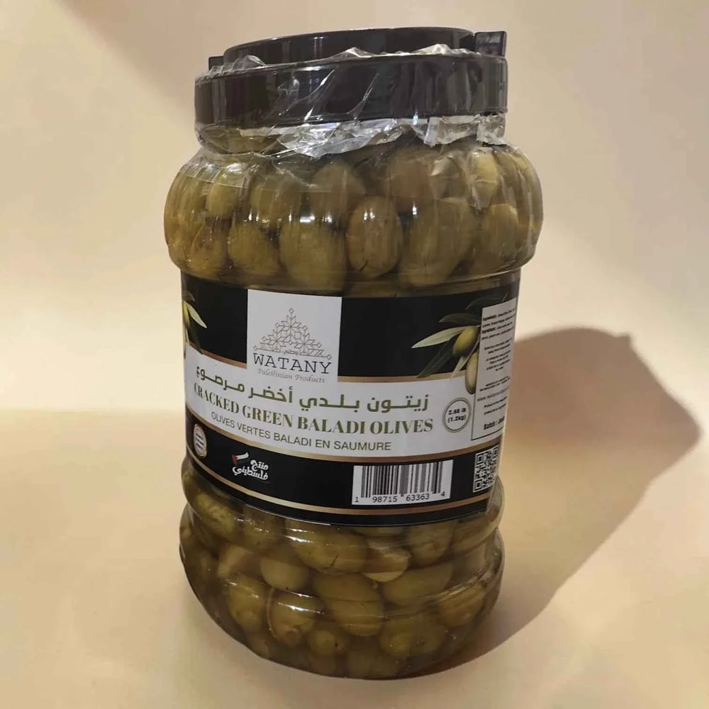 Olives vertes craquées palestiniennes Jenin – Marinées 1,5 kg