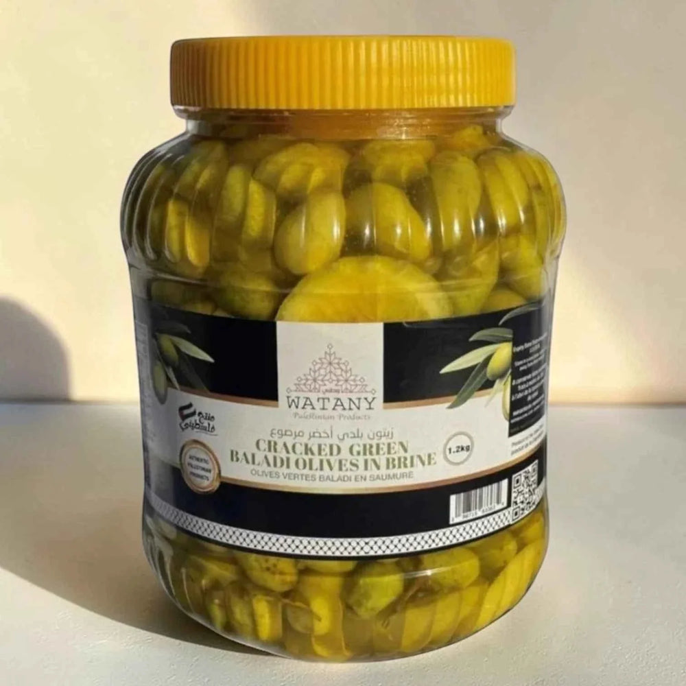 Tulkarm Palestinian Green Olives – Cracked in Brine 1.2kg