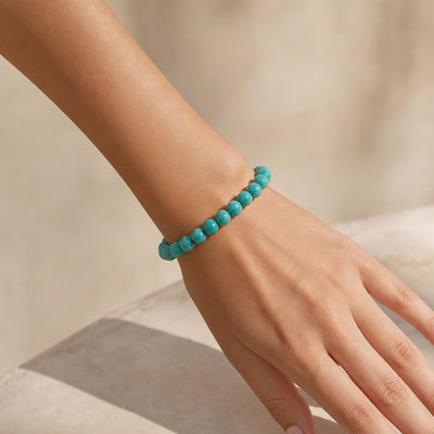 Bracelet Rond Turquoise - 8mm (Amélioré)
