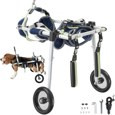 VEVOR Fauteuil Roulant pour Chien à 2 Roues pour Pattes Arrières, Léger et Réglable, Aide à la Guérison, Chariot/Fauteuil Roulant pour Chien Blessé, Handicapé, Paralysé, Patte Arrière Faible (TP)