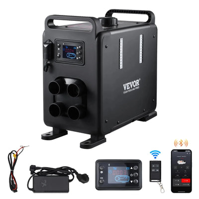 Chauffage diesel VEVOR 8KW, Chauffage à air diesel tout-en-un 12V/24V, Application Bluetooth, Télécommande et Écran, Alarme CO, Chauffage rapide vertical portable pour véhicules et garages